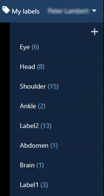 The My Labels panel displays all labels and the number of studies that are labelled..