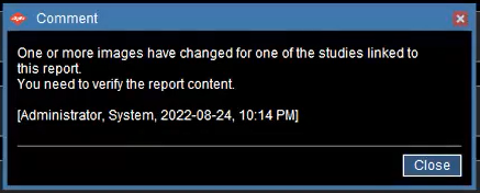 The new image notification appears when a new image becomes available while accessing studies.