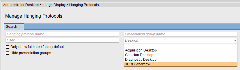 Manage Hanging Protocols by selecting XERO Workflow.