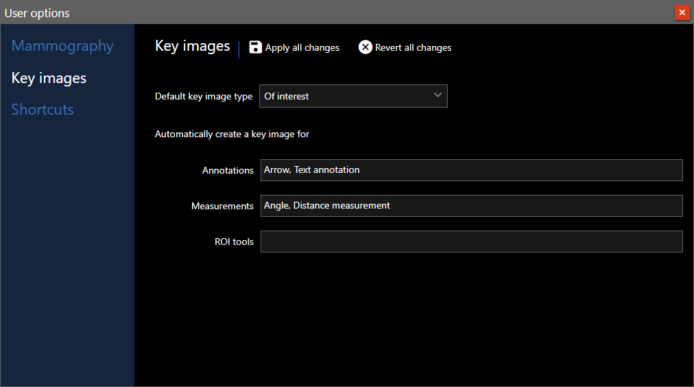 Select the conditions that automatically create key images.
