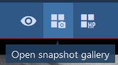 The snapshot gallery button depicts a two by two grid of white squares with a camera icon in the bottom corner.