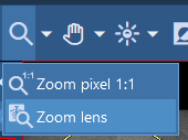 Activate the zoom lens from the zoom icon drop-down.